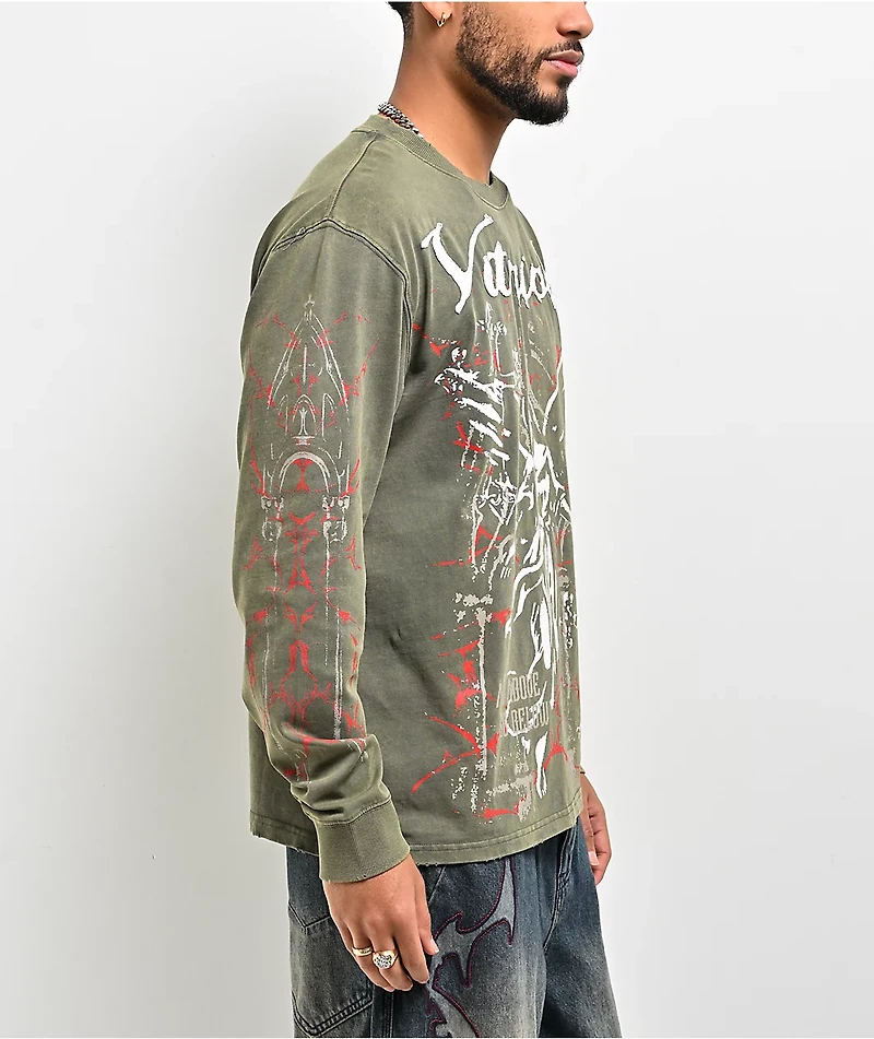 Vitriol Gazebo Green Wash Long Sleeve Boxy T-Shirt