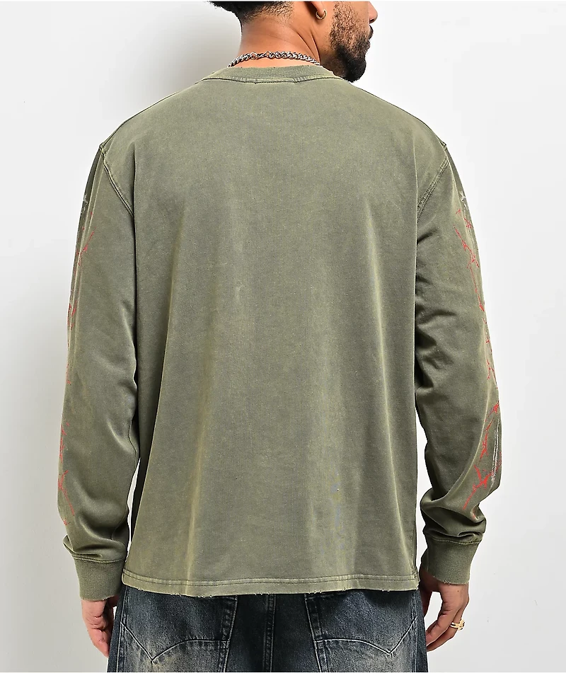 Vitriol Gazebo Green Wash Long Sleeve Boxy T-Shirt