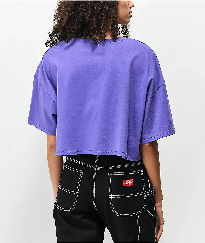 Vitriol Georgia Airbrush Skull Purple Crop T-Shirt