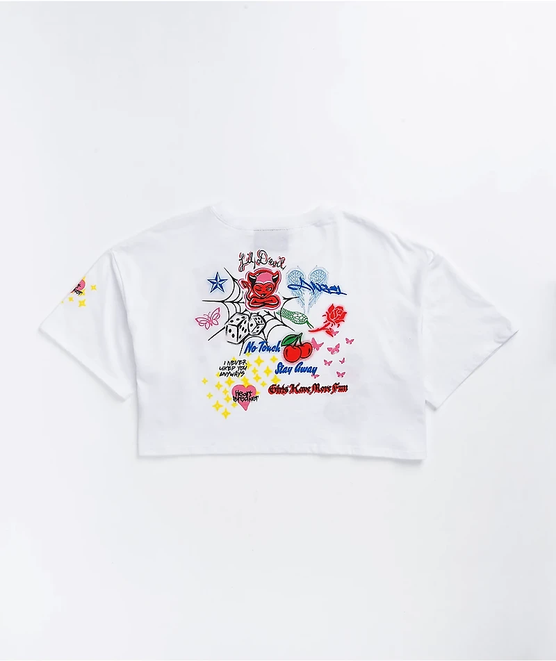 Vitriol Georgia Airbrush White Crop T-Shirt