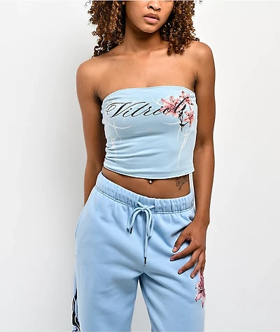 Vitriol Hazel Floral Blue & Black Reversible Tube Top