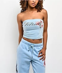Vitriol Hazel Floral Blue & Black Reversible Tube Top
