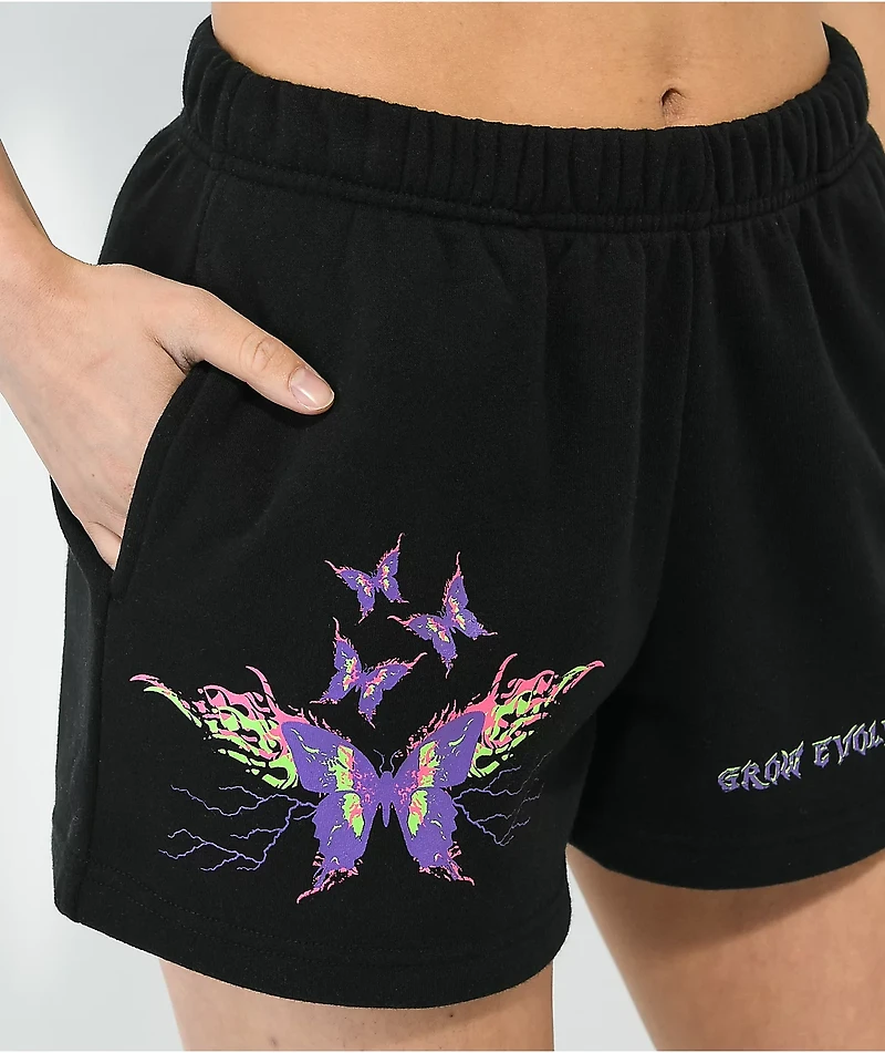Vitriol Jada Butterfly Black Sweat Shorts