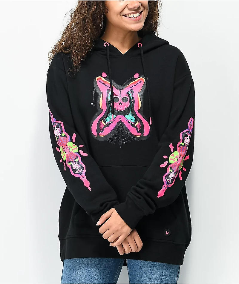 Vitriol Jamison Neon Skull Black Hoodie