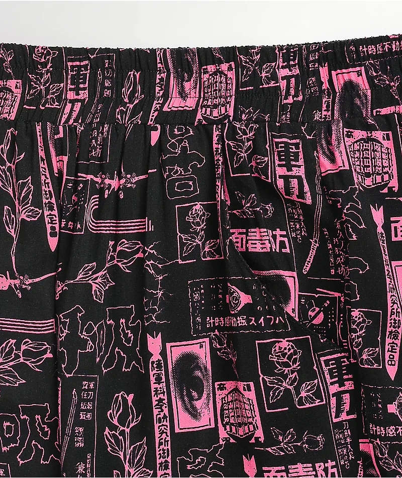 Vitriol Jazz Pink & Black Mix Print Shorts