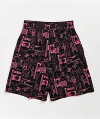 Vitriol Jazz Pink & Black Mix Print Shorts