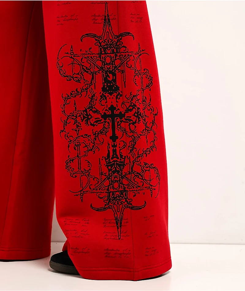 Vitriol Jessa Red Wide Leg Sweatpants