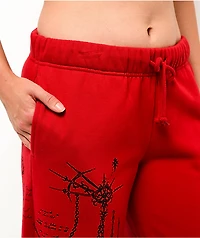 Vitriol Jessa Red Wide Leg Sweatpants