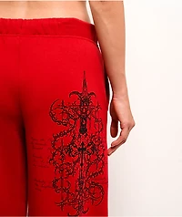 Vitriol Jessa Red Wide Leg Sweatpants