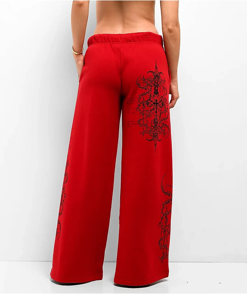 Vitriol Jessa Red Wide Leg Sweatpants