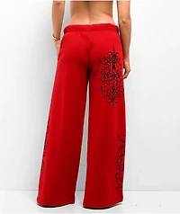 Vitriol Jessa Red Wide Leg Sweatpants