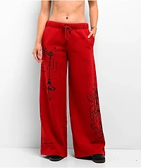 Vitriol Jessa Red Wide Leg Sweatpants