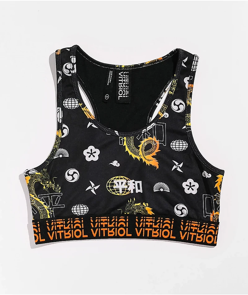 Vitriol Jill Dragon Black Sports Bra
