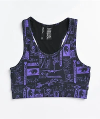 Vitriol Jill Mixed Print Purple Sports Bra