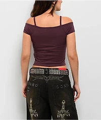 Vitriol Keeli Off The Shoulder Purple Crop Short Sleeve T-Shirt