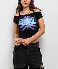 Vitriol Keeli Skeleton Off The Shoulder Black Crop Top