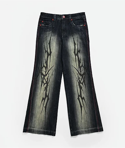 Vitriol Kids Abyss Grime Dark Blue Wash Flared Jeans