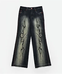 Vitriol Kids Abyss Grime Dark Blue Wash Flared Jeans