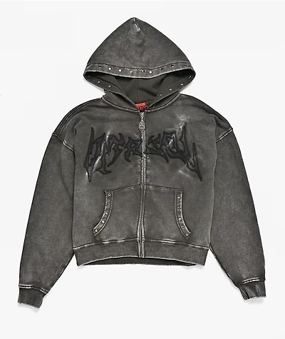 Vitriol Kids Death Grip Black Wash Zip Hoodie