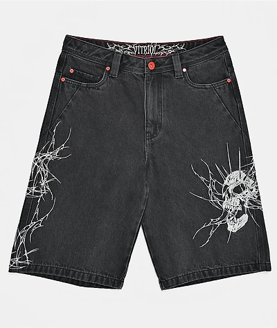 Vitriol Kids Siphon Black Wash Ultra Loose Denim Shorts
