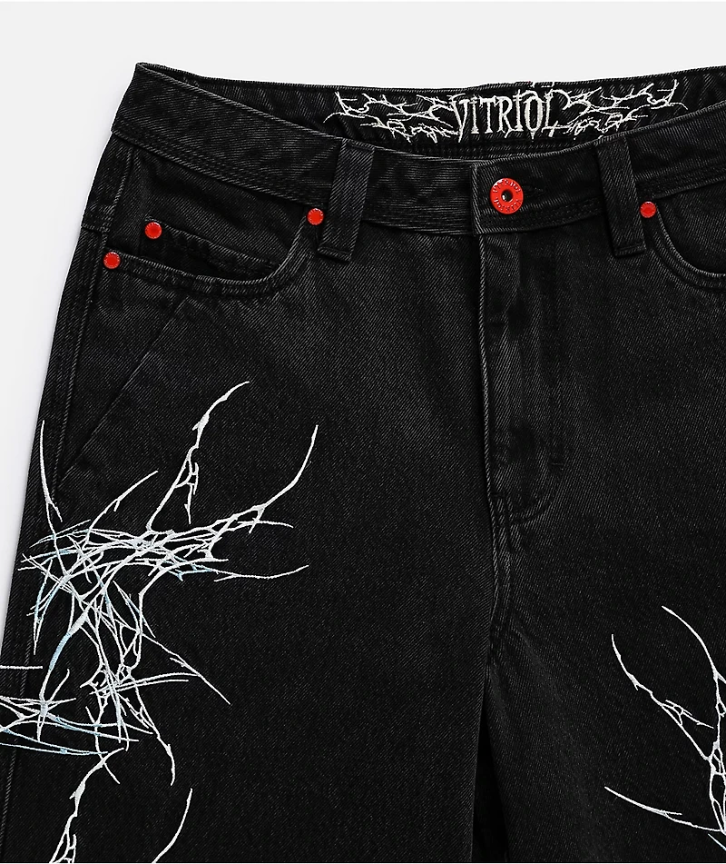 Vitriol Kids Siphon Black Wash Ultra Loose Denim Shorts