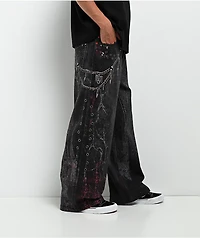 Vitriol Kids Void Optical Printed Black Ultra Wide Jeans