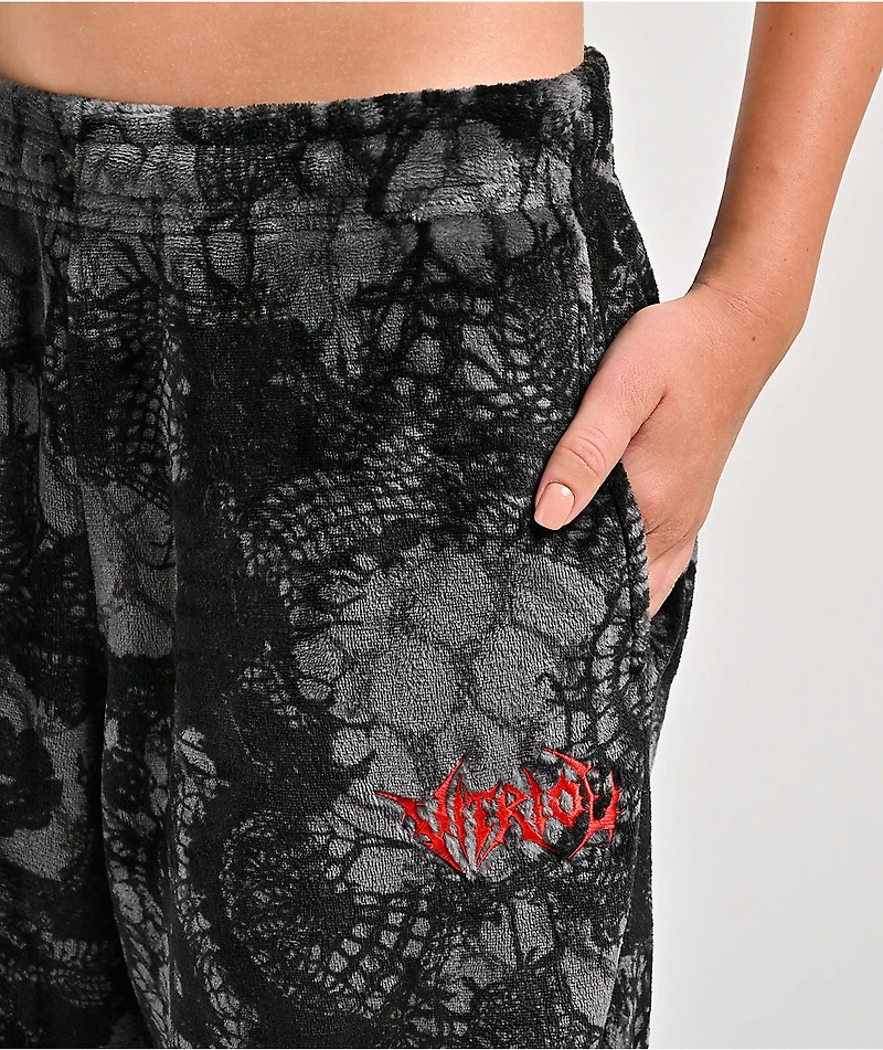 Vitriol Lace Black Plush Lounge Pants
