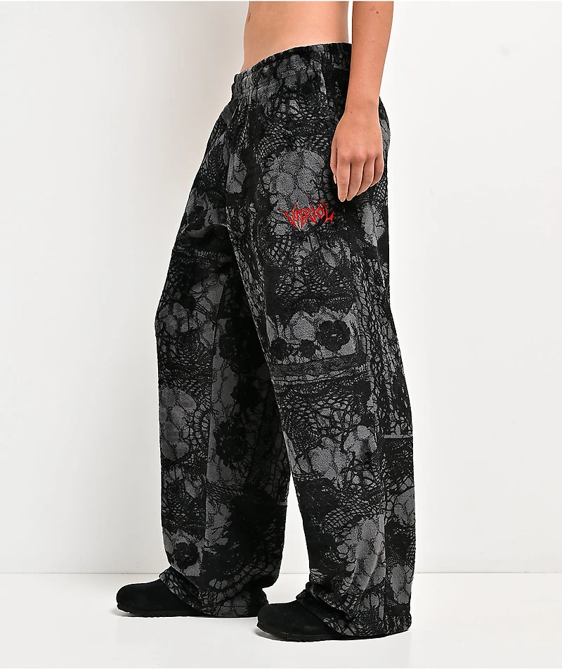 Vitriol Lace Black Plush Lounge Pants
