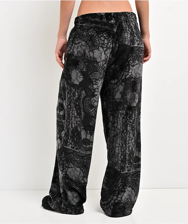 Vitriol Lace Black Plush Lounge Pants