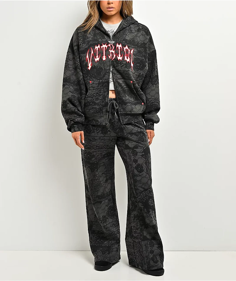 Vitriol Lenexa Lace Dark Grey & Black Bodybag Hoodie