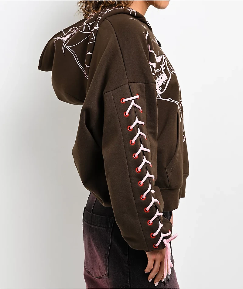 Vitriol Lenexa Lacing Brown & Pink Body Bag Zip Hoodie