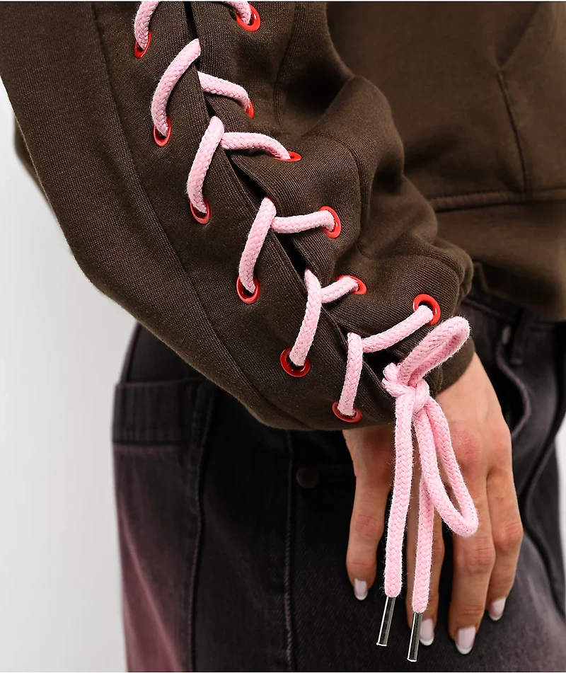 Vitriol Lenexa Lacing Brown & Pink Body Bag Zip Hoodie