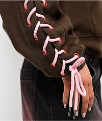Vitriol Lenexa Lacing Brown & Pink Body Bag Zip Hoodie