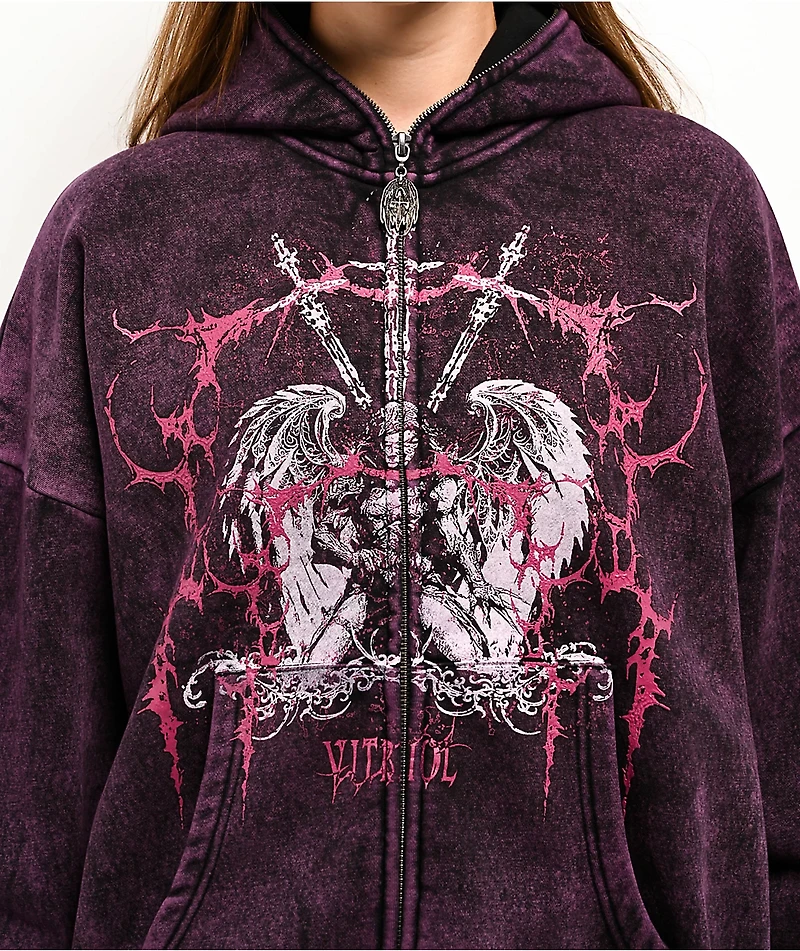 Vitriol Lenexa Shadow Purple Wash Zip Hoodie