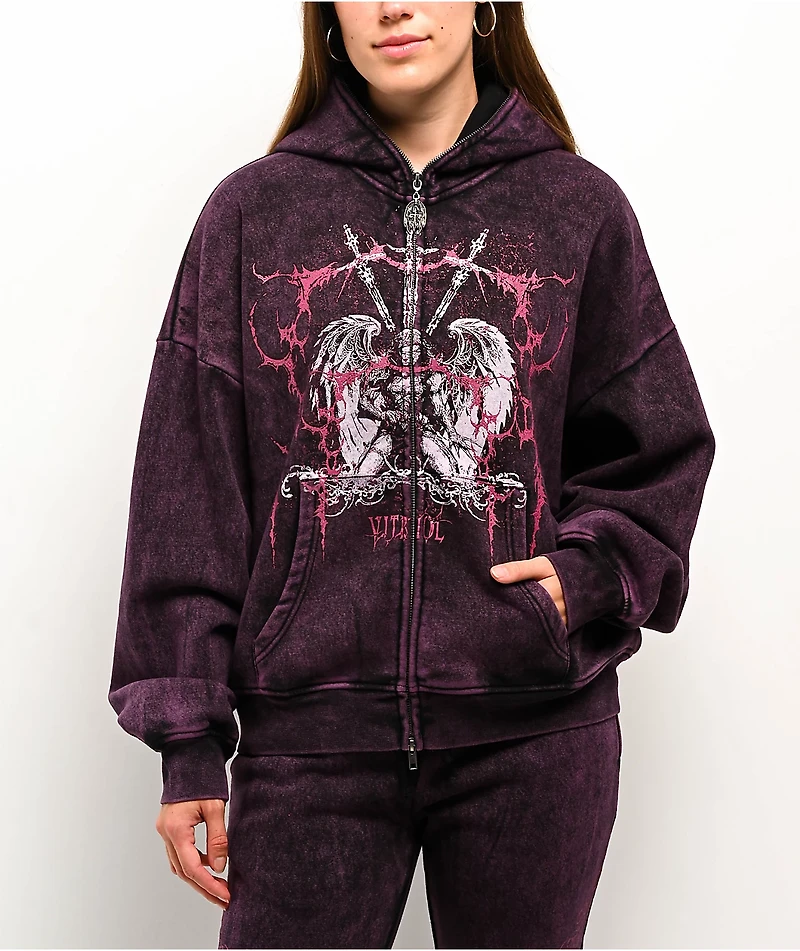 Vitriol Lenexa Shadow Purple Wash Zip Hoodie