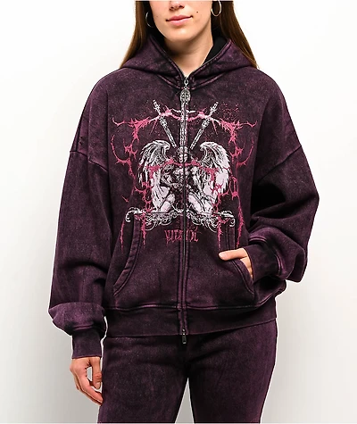 Vitriol Lenexa Shadow Purple Wash Zip Hoodie