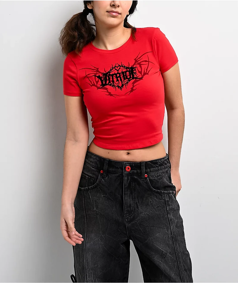 Vitriol Lilah Red Mesh Crop T-Shirt