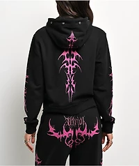 Vitriol Lilith Black Faux Fur Crop Zip Hoodie
