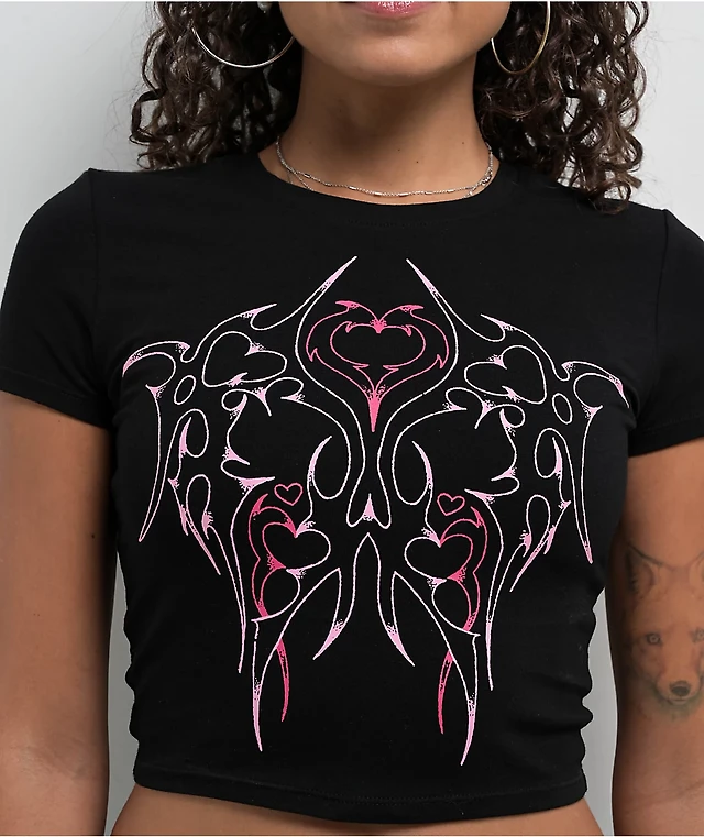 Vitriol Lina Dark Rave Black Crop T-Shirt