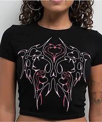 Vitriol Lina Dark Rave Black Crop T-Shirt