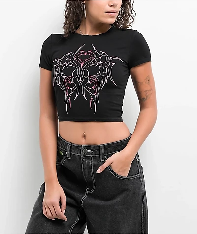 Vitriol Lina Dark Rave Black Crop T-Shirt