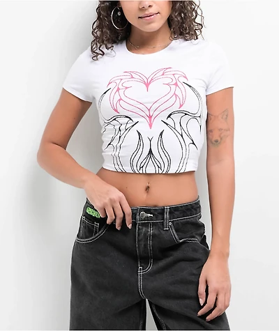 Vitriol Lina Dark Rave White Crop T-Shirt