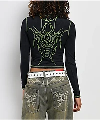 Vitriol Lottie Black Wash Long Sleeve Crop T-Shirt