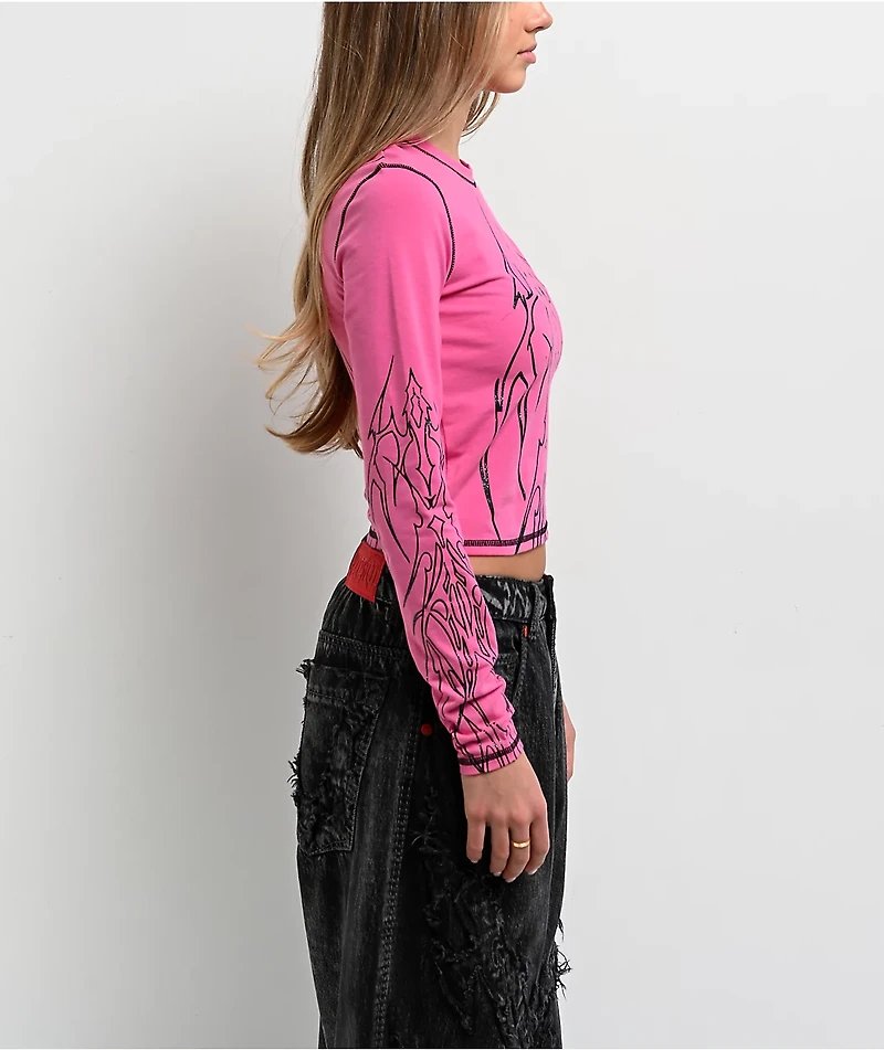 Vitriol Lottie Pink Long Sleeve Crop T-Shirt