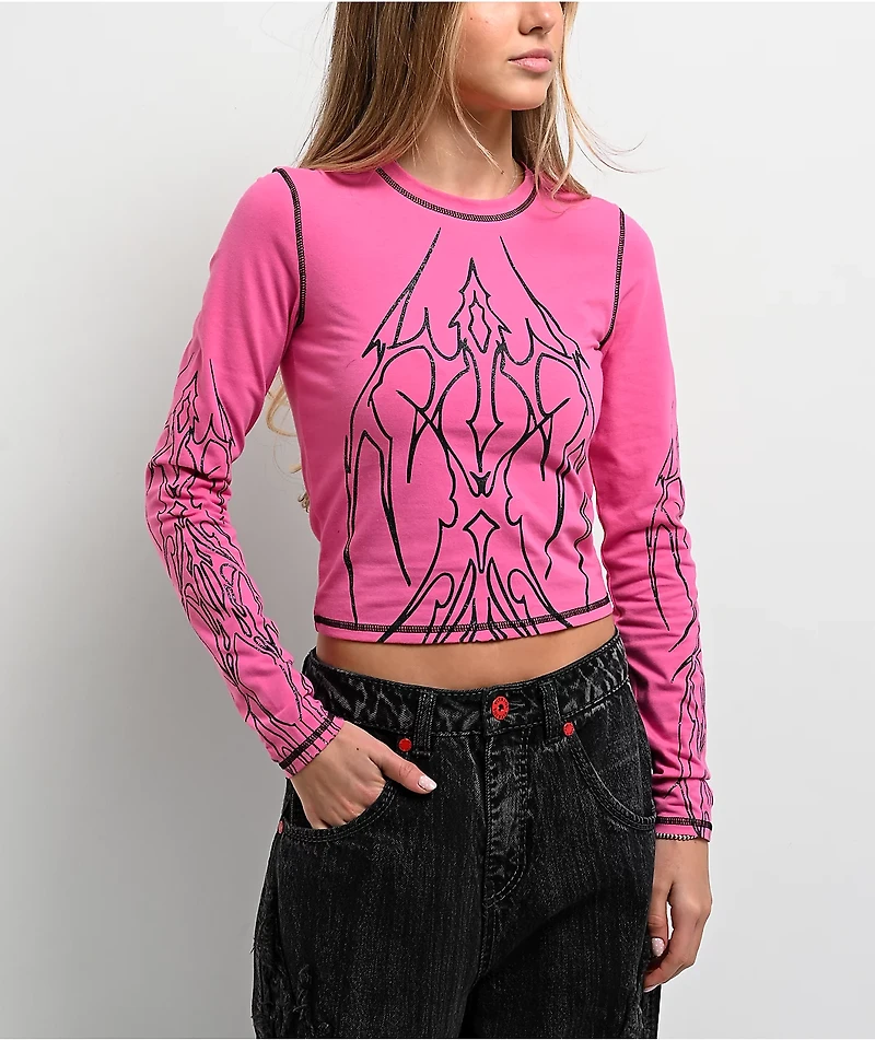 Vitriol Lottie Pink Long Sleeve Crop T-Shirt