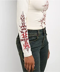 Vitriol Lottie White Long Sleeve Crop T-Shirt