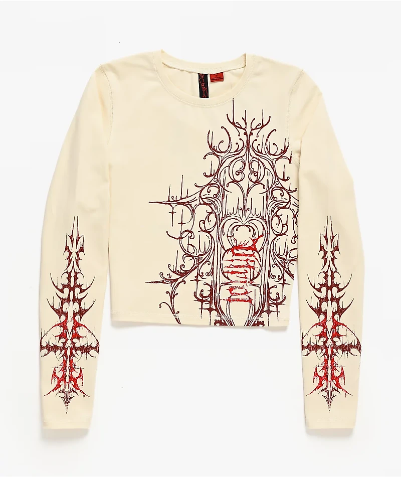 Vitriol Lottie White Long Sleeve Crop T-Shirt
