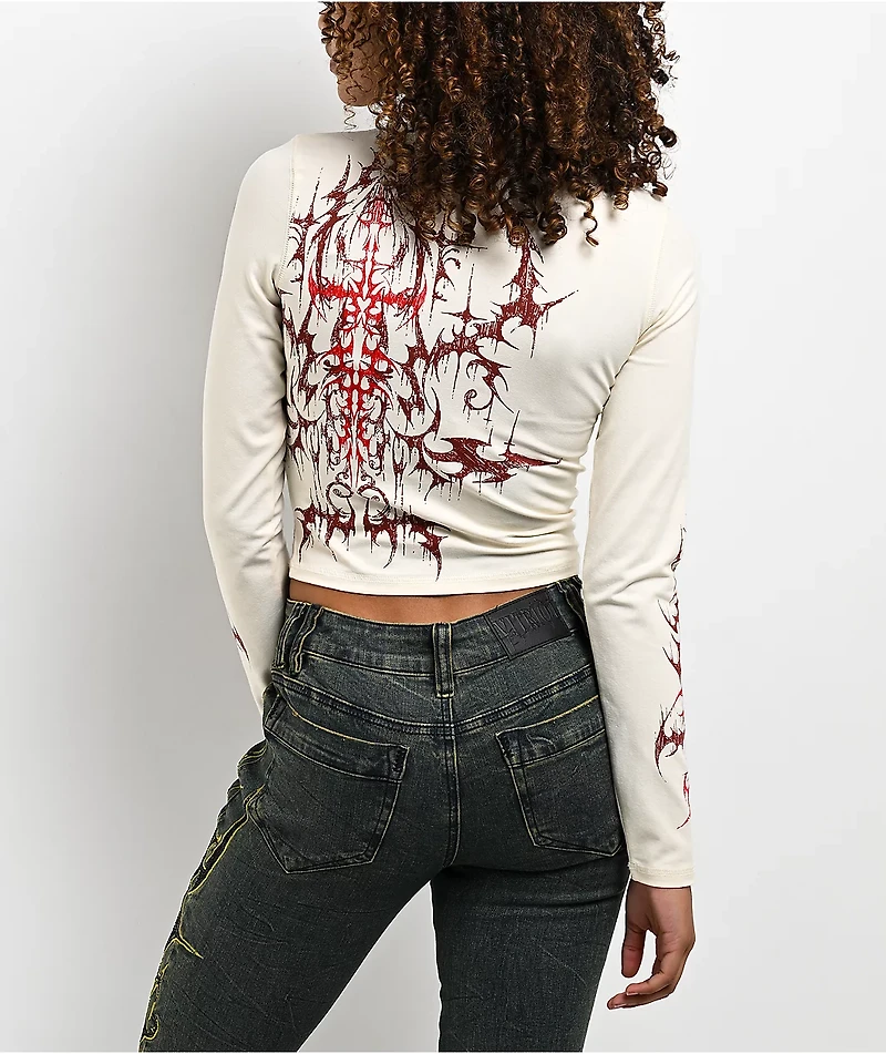 Vitriol Lottie White Long Sleeve Crop T-Shirt