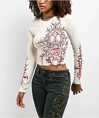 Vitriol Lottie White Long Sleeve Crop T-Shirt
