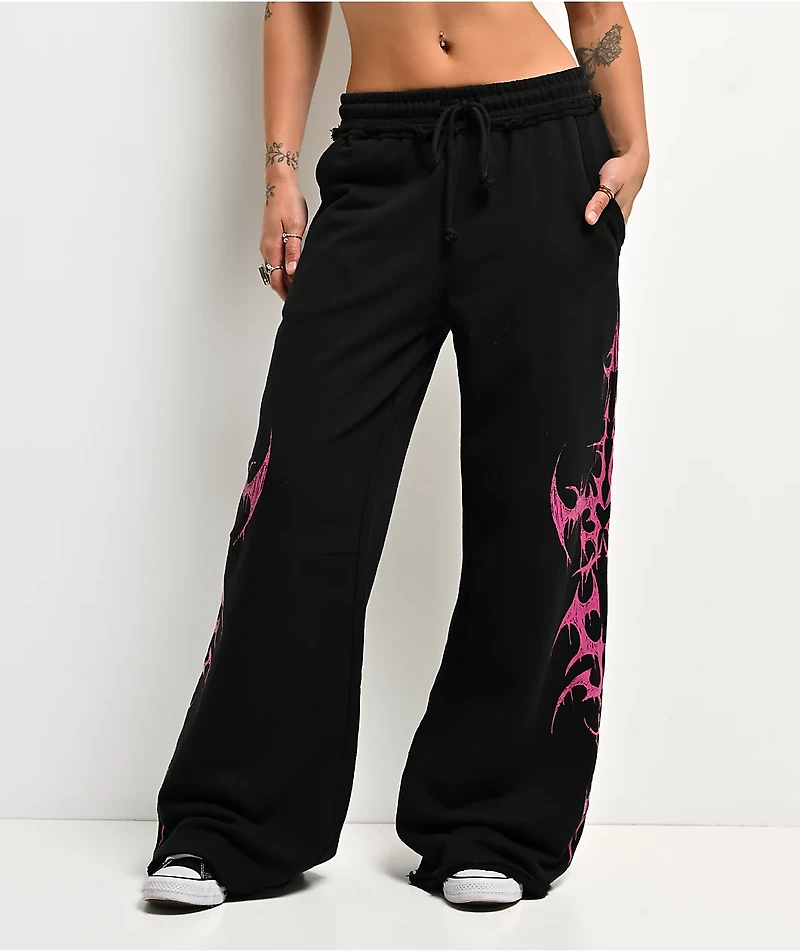 Vitriol Lucy Black Wide Leg Sweatpants